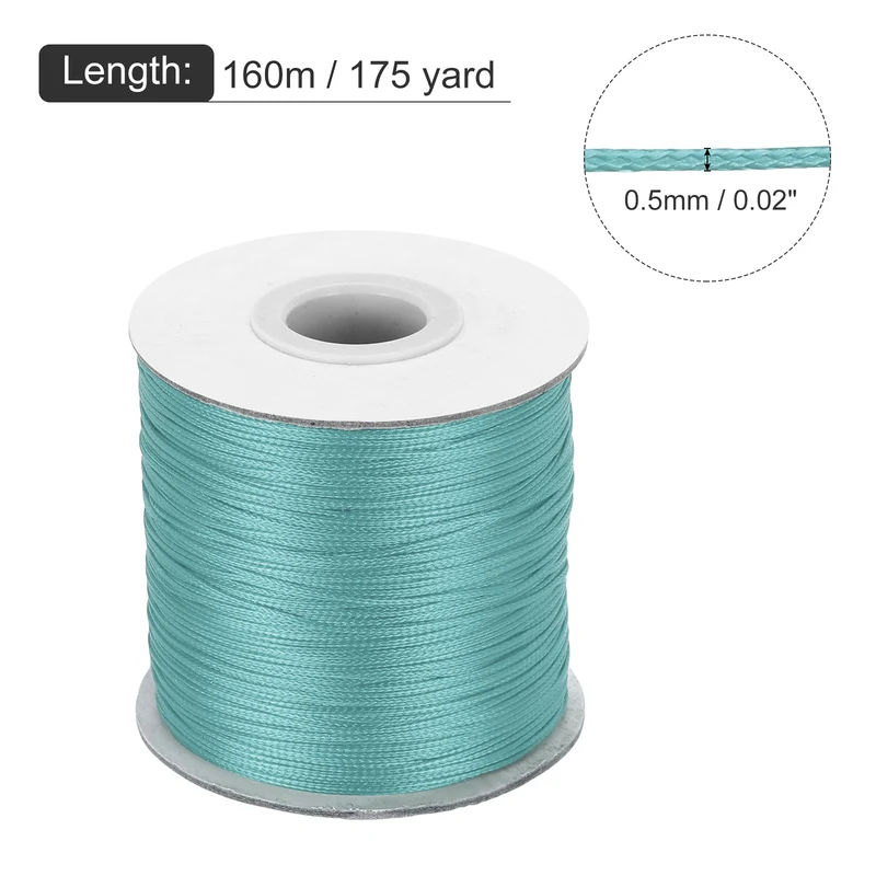 Lake Blue 0.5mm Waxed Cord 175 Yard Wax Bead Thread String for Jewelry