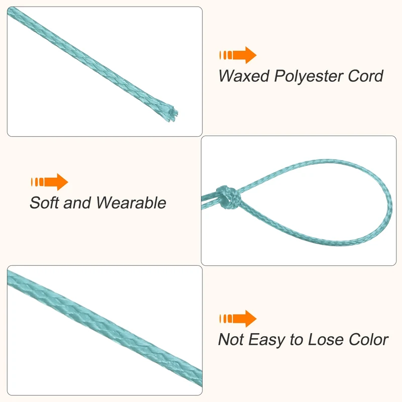 Lake Blue 0.5mm Waxed Cord 175 Yard Wax Bead Thread String for Jewelry