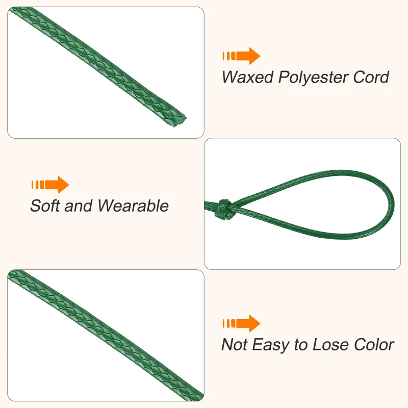 Waxed Cord 3.5mm Waxed Thread 44 Yard Wax String Leather Cord (Dark Green)