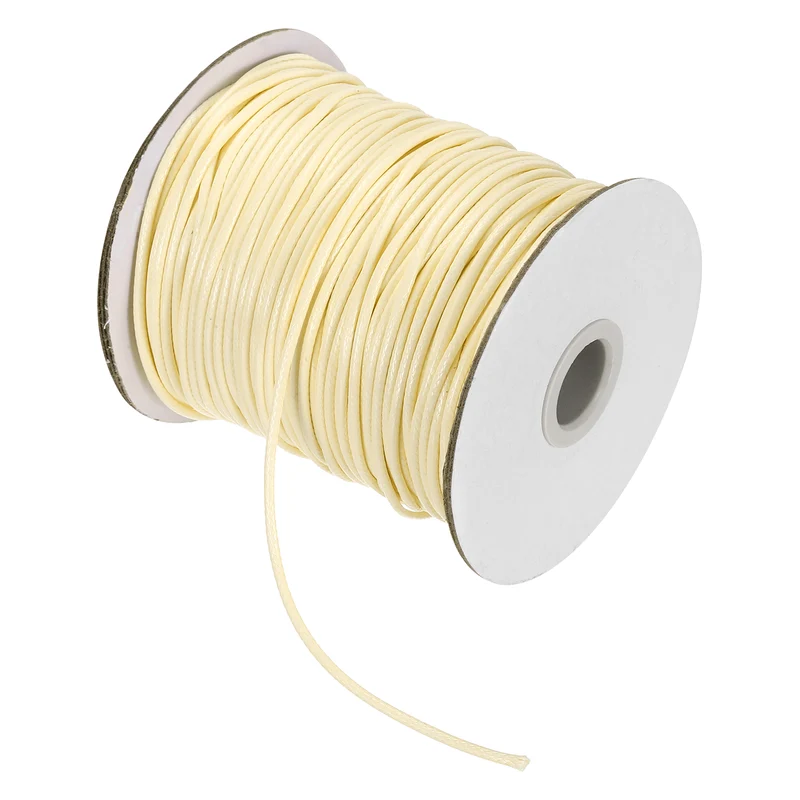 Waxed Cord 2mm Waxed Thread 87 Yard Wax String Leather Cord (Beige)