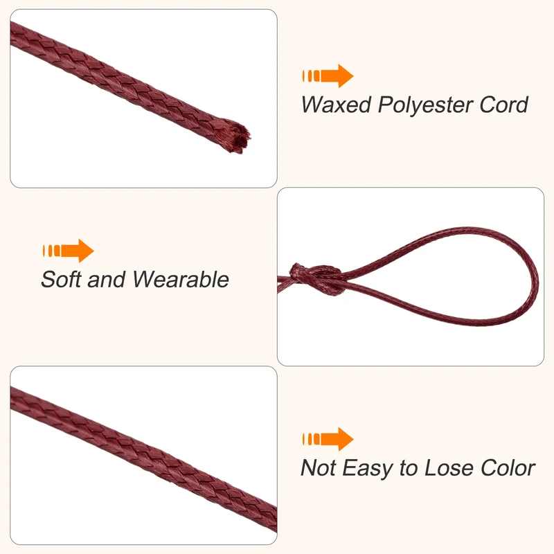 Wine Red 1.2mm Waxed Cord 175 Yard Wax Bead Thread String for Jewelry Make