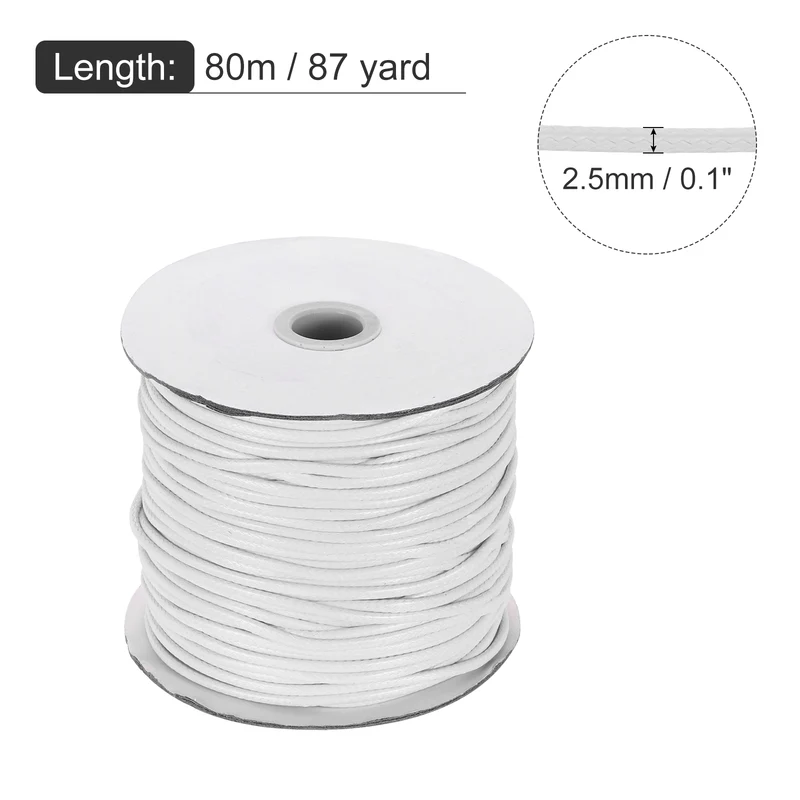 White 2.5mm Waxed Cord 87 Yard Wax Bead Thread String for Jewelry Making