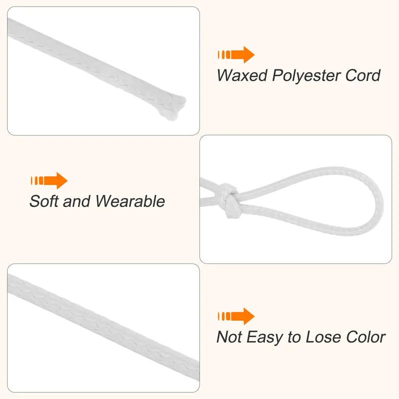 White 2.5mm Waxed Cord 87 Yard Wax Bead Thread String for Jewelry Making