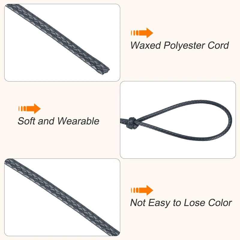 Waxed Cord 3.5mm Waxed Thread 44 Yard Wax String Leather Cord (Dark Grey)