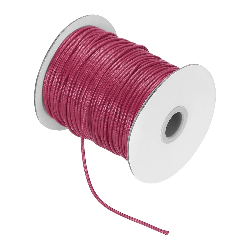 Waxed Cord 3.5mm Waxed Thread 44 Yard Wax String Leather Cord (Dark Pink)