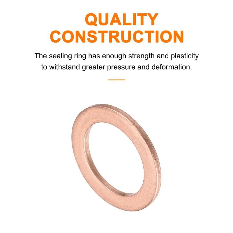 52 Pcs Flat Copper Washers, 15x22x1.5mm Copper Flat Sealing Crush Ring Washers