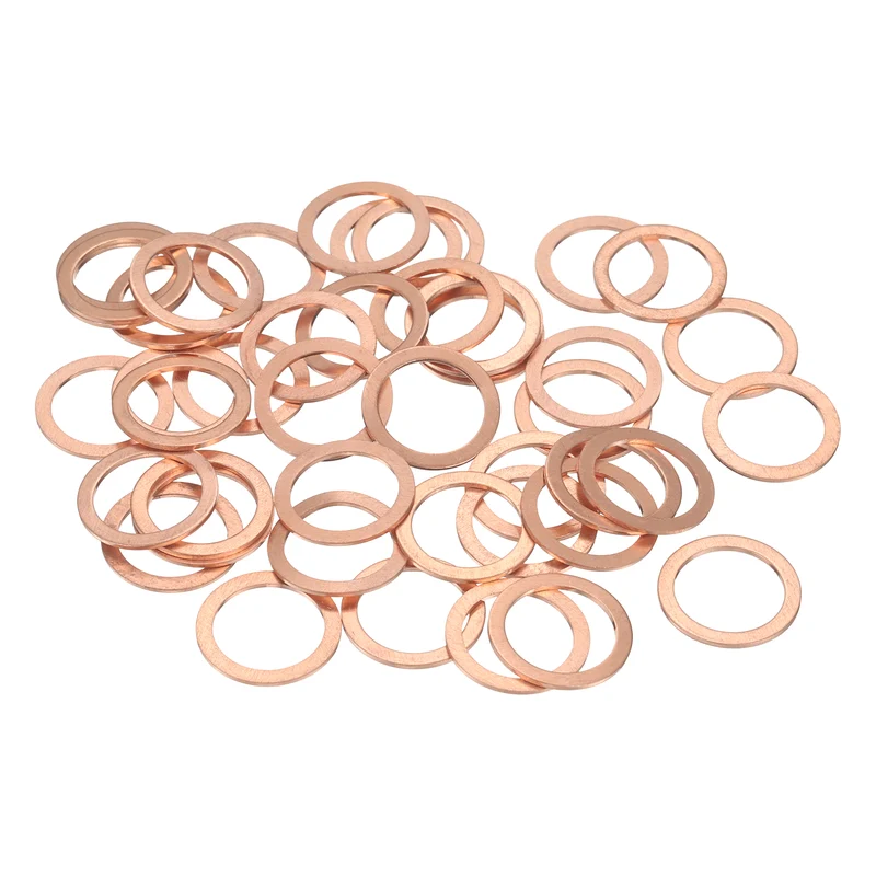 52 Pcs Flat Copper Washers, 15x20x1mm Copper Flat Sealing Crush Ring Washers