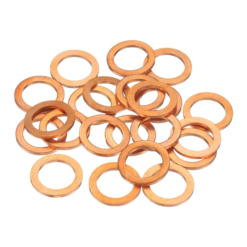 22 Pcs Flat Copper Washers, 13x19x1.5mm Copper Flat Sealing Crush Ring Washers