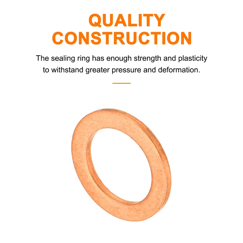 22 Pcs Flat Copper Washers, 13x19x1.5mm Copper Flat Sealing Crush Ring Washers