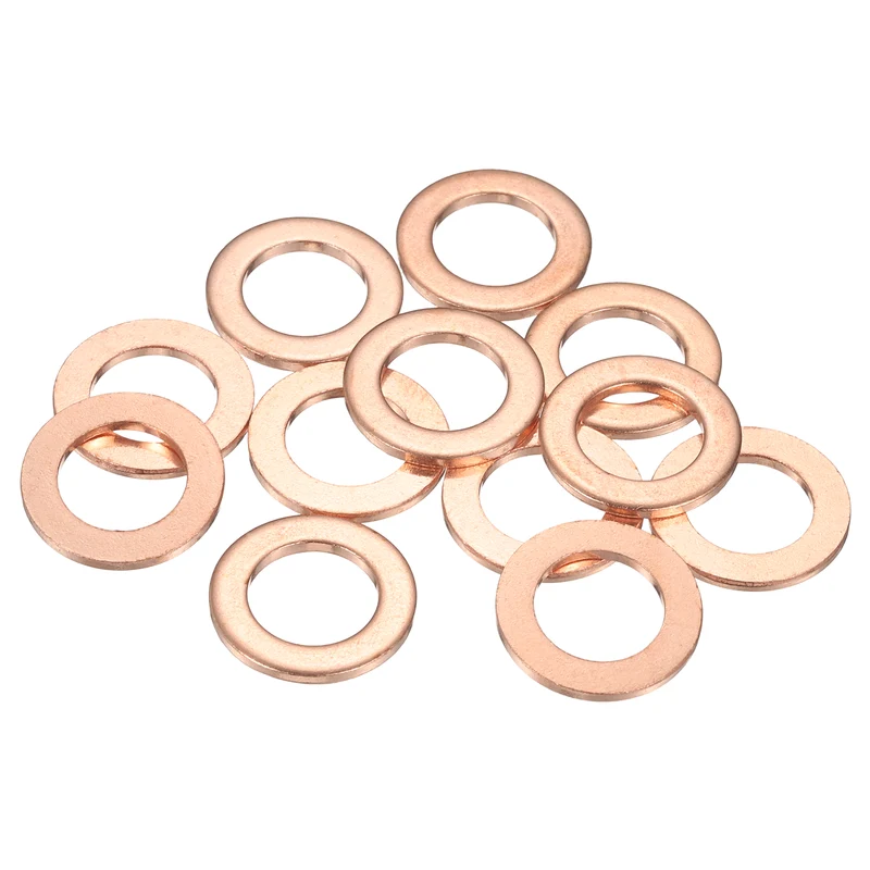 12 Pcs Flat Copper Washers, 11x18x1.5mm Copper Flat Sealing Crush Ring Washers