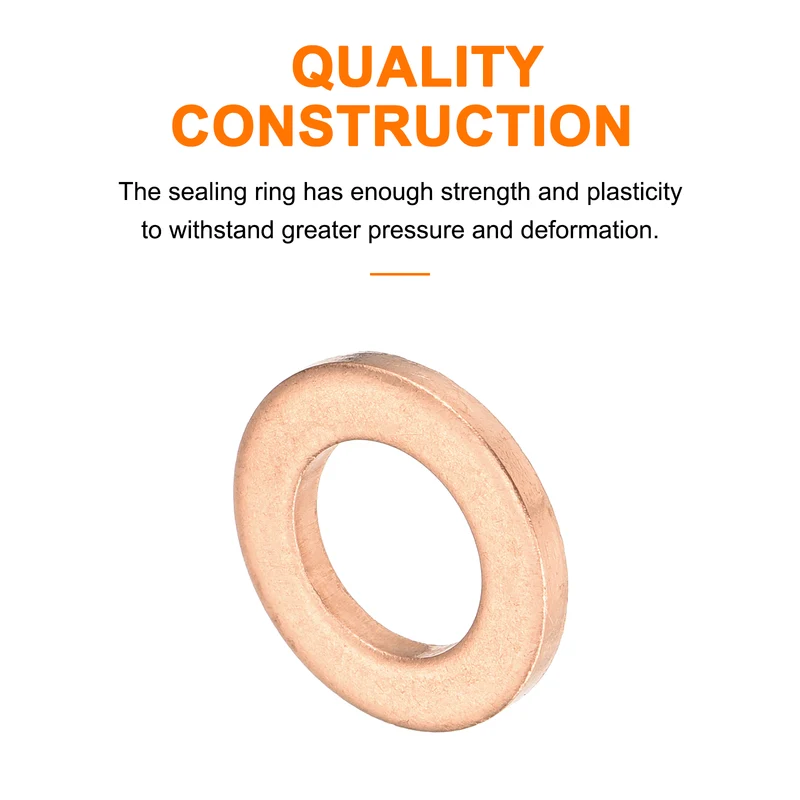 52 Pcs Flat Copper Washers, 10x18x2mm Copper Flat Sealing Crush Ring Washers