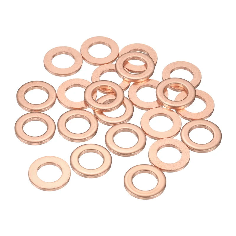 22 Pcs Flat Copper Washers, 10x18x2mm Copper Flat Sealing Crush Ring Washers
