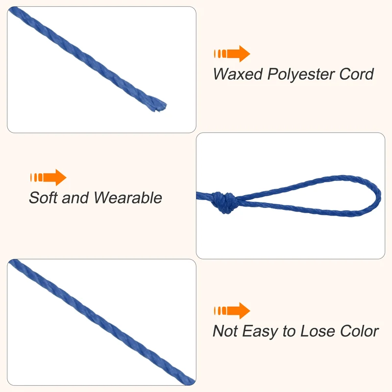 Waxed Cord 0.45mm Waxed Thread 87 Yard Wax String Leather Cord (Navy Blue)