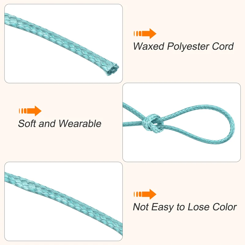 Lake Blue 0.8mm Waxed Cord 175 Yard Wax Bead Thread String for Jewelry Make