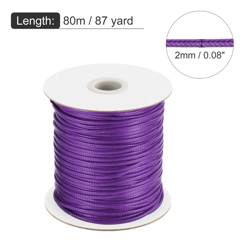 Dark Purple 2mm Waxed Cord 87 Yard Wax Bead Thread String for Jewelry Making