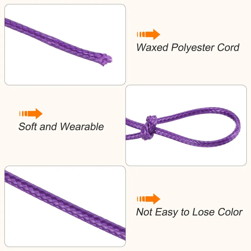 Dark Purple 2mm Waxed Cord 87 Yard Wax Bead Thread String for Jewelry Making
