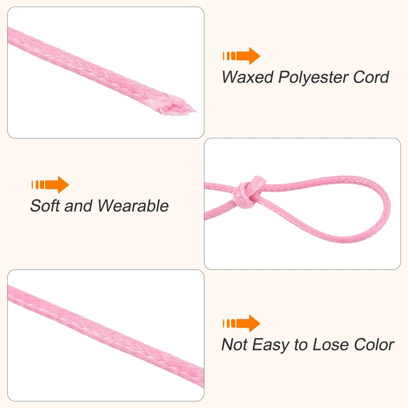 Pink 1mm Waxed Cord 175 Yard Wax Bead Thread String for Jewelry Making