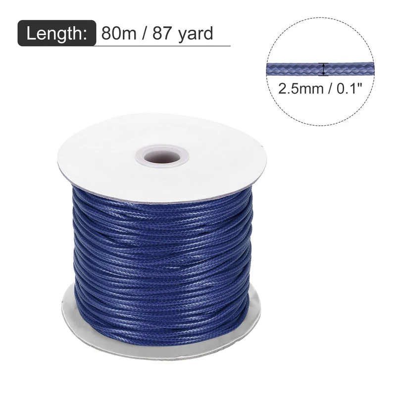 Navy Blue 2.5mm Waxed Cord 87 Yard Wax Bead Thread String for Jewelry Making