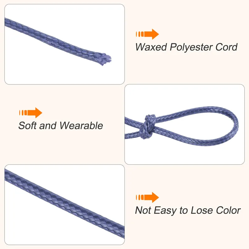 Navy Blue 2.5mm Waxed Cord 87 Yard Wax Bead Thread String for Jewelry Making