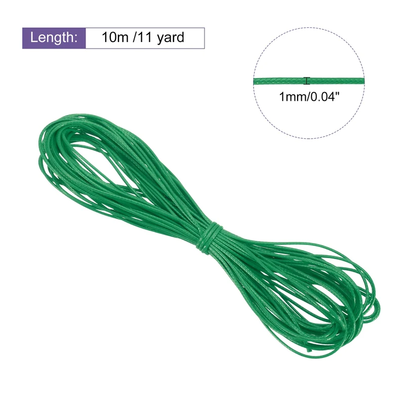 Green 1mm Waxed Cord 11 Yard Wax Bead Thread String for Jewelry Make
