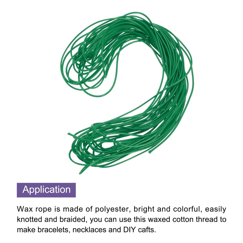 Green 1mm Waxed Cord 11 Yard Wax Bead Thread String for Jewelry Make