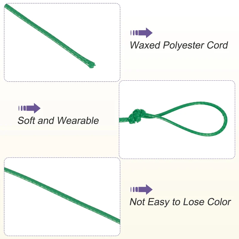 Green 1mm Waxed Cord 11 Yard Wax Bead Thread String for Jewelry Make