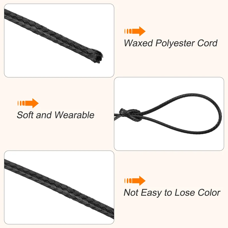 Black 1.2mm Waxed Cord 175 Yard Wax Bead Thread String for Jewelry Make