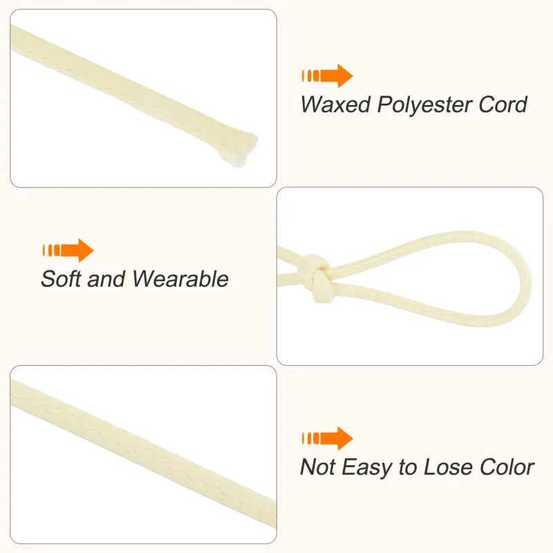 Beige 0.5mm Waxed Cord 175 Yard Wax Bead Thread String for Jewelry Making