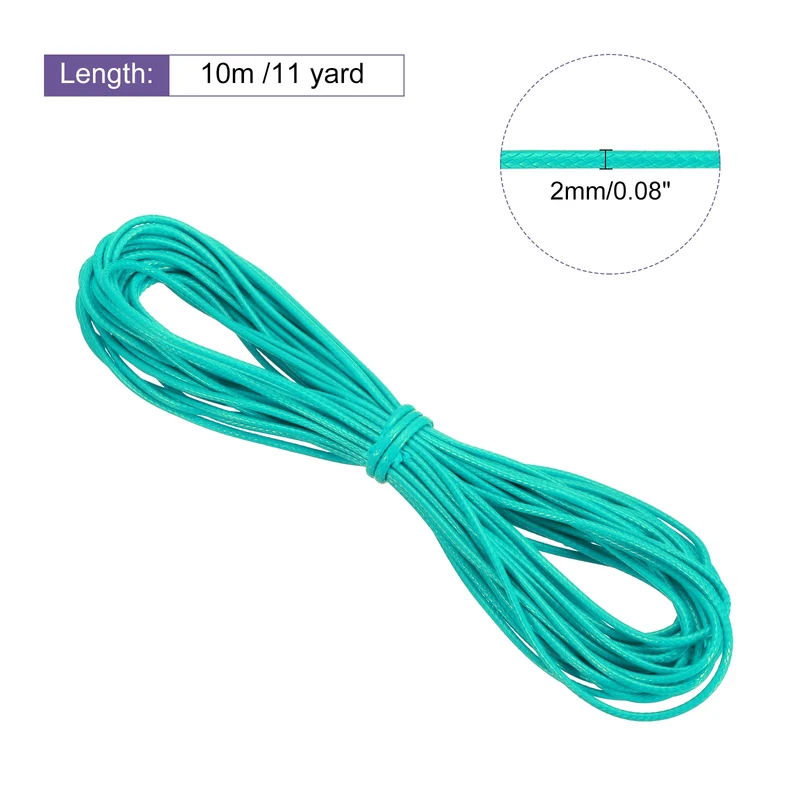 Bright Green 2mm Waxed Cord 11 Yard Wax Bead Thread String for Jewelry Make