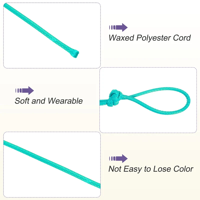 Bright Green 2mm Waxed Cord 11 Yard Wax Bead Thread String for Jewelry Make