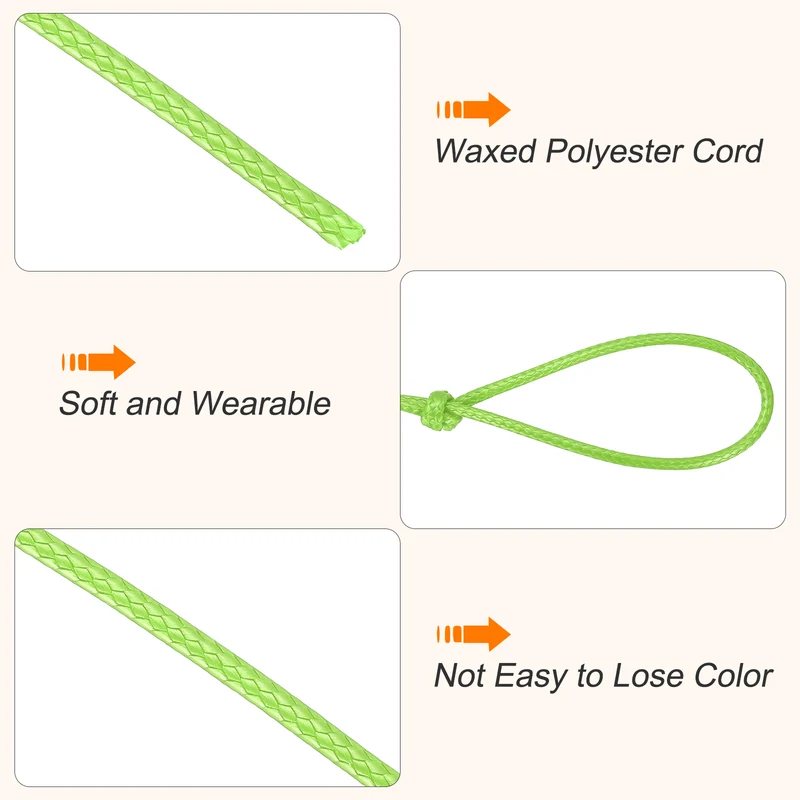 Waxed Cord 2.5mm Waxed Thread 87 Yard Wax String Leather Cord (Emerald Green)