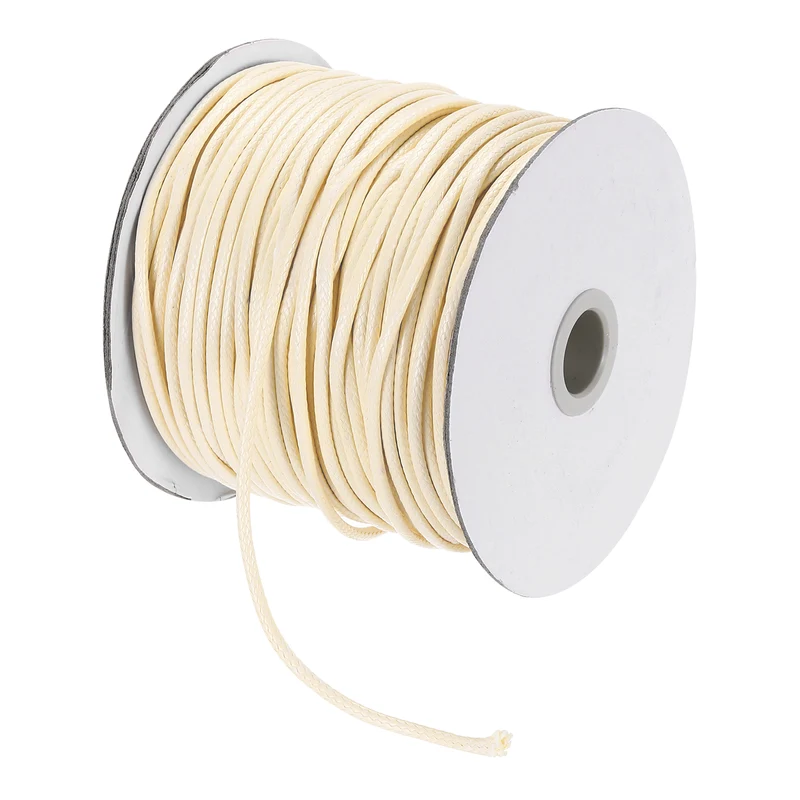 Beige 2.5mm Waxed Cord 87 Yard Wax Bead Thread String for Jewelry Making