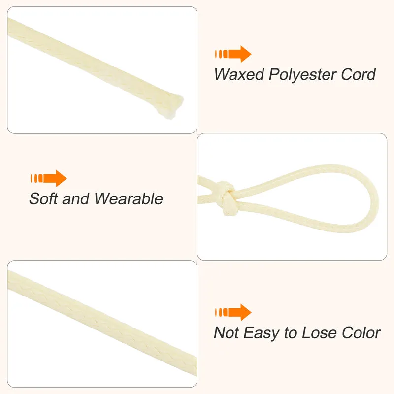 Beige 2.5mm Waxed Cord 87 Yard Wax Bead Thread String for Jewelry Making