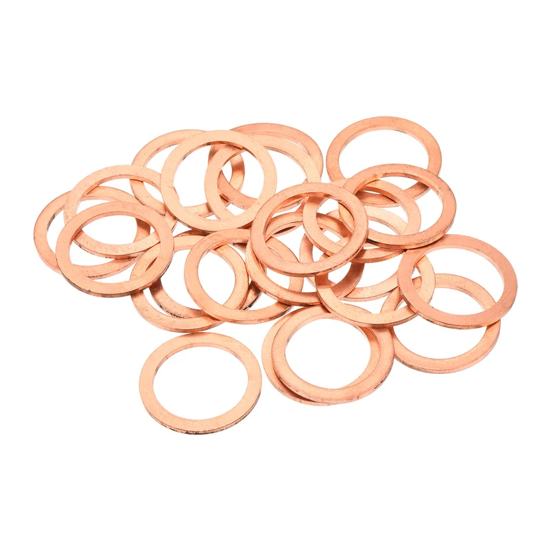 22 Pcs Flat Copper Washers 19x25x1.5mm Copper Flat Sealing Ring Washers