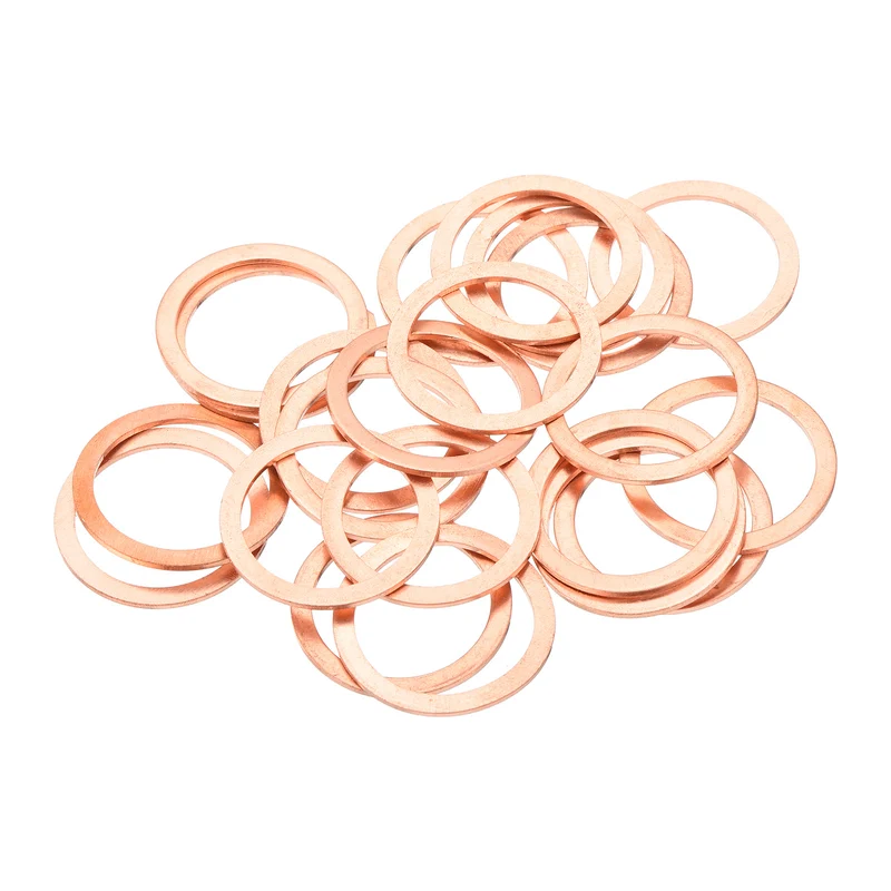 22 Pcs Flat Copper Washers 19x24x1mm Copper Flat Sealing Ring Washers