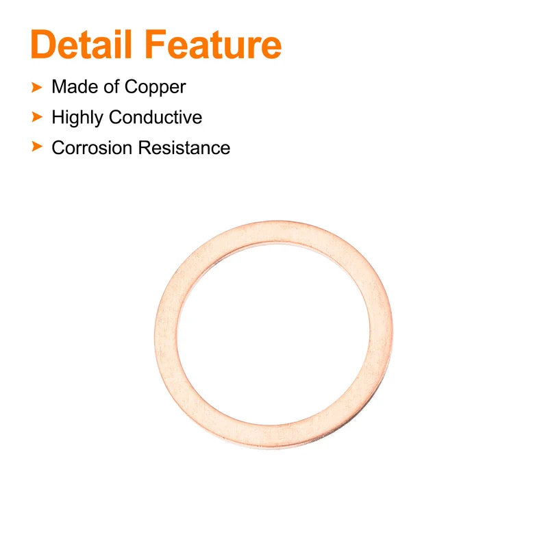 22 Pcs Flat Copper Washers 19x24x1mm Copper Flat Sealing Ring Washers