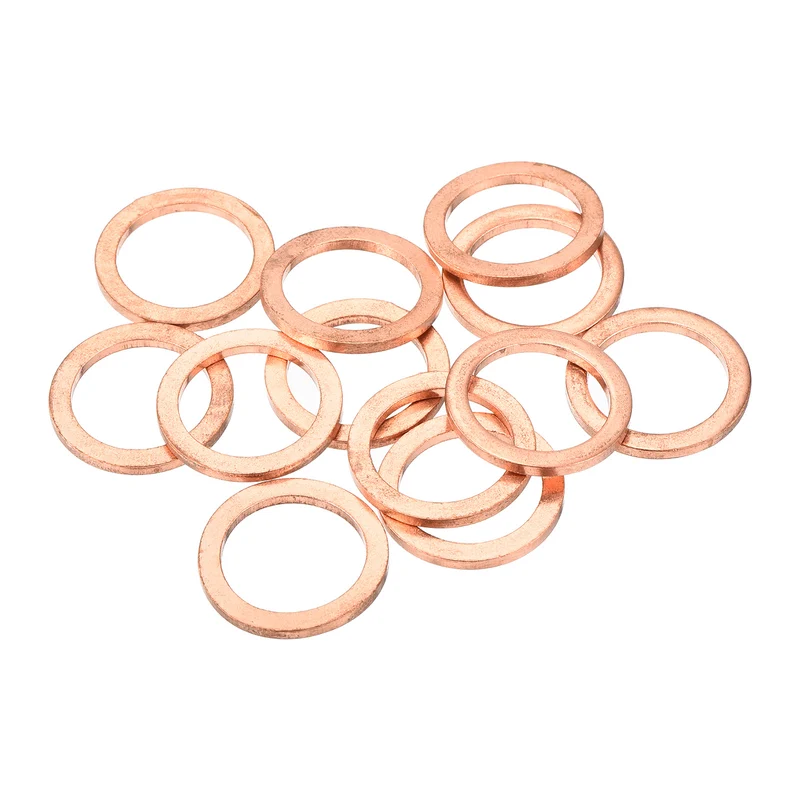 12 Pcs Flat Copper Washers 18x24x2mm Copper Flat Sealing Ring Washers