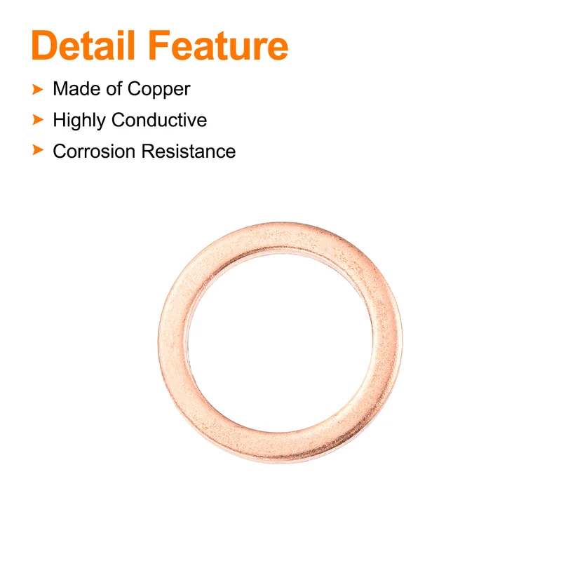 12 Pcs Flat Copper Washers 18x24x2mm Copper Flat Sealing Ring Washers