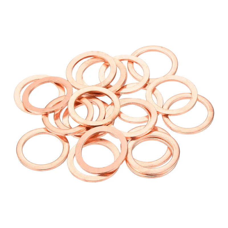 22 Pcs Flat Copper Washers 18x24x1.5mm Copper Flat Sealing Ring Washers