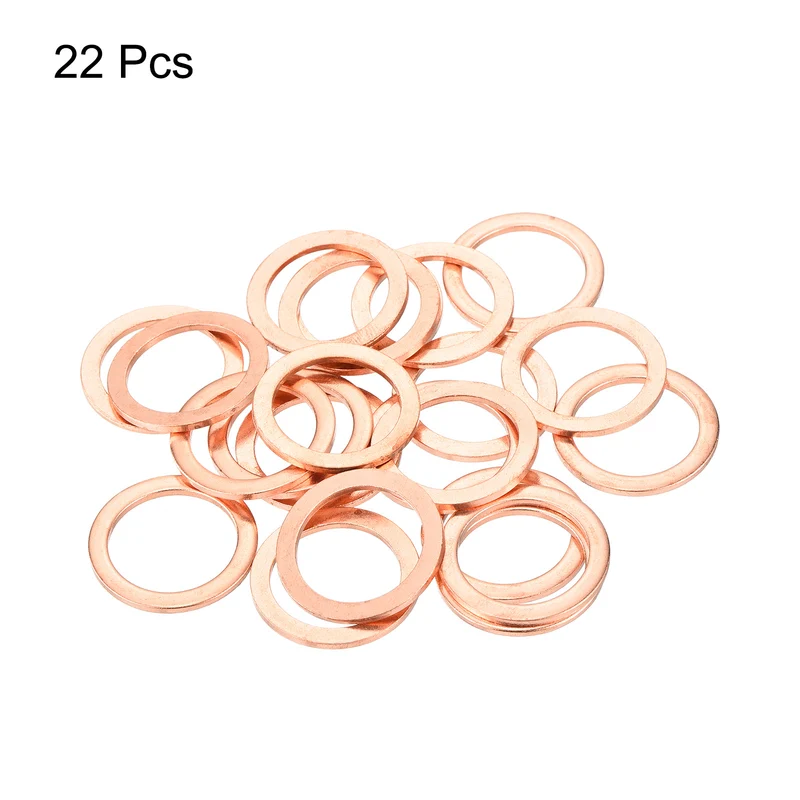 22 Pcs Flat Copper Washers 18x24x1.5mm Copper Flat Sealing Ring Washers