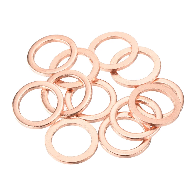 12 Pcs Flat Copper Washers 16x22x2mm Copper Flat Sealing Ring Washers