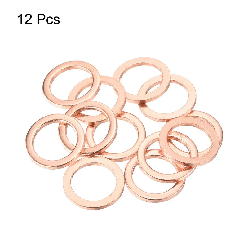 12 Pcs Flat Copper Washers 16x22x2mm Copper Flat Sealing Ring Washers