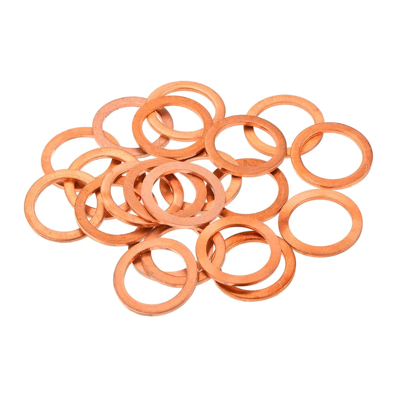 22 Pcs Flat Copper Washers 16x22x1.5mm Copper Flat Sealing Ring Washers