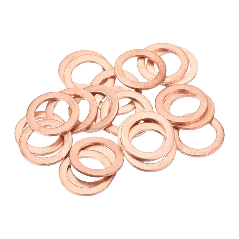 22 Pcs Flat Copper Washers 15x22x1.5mm Copper Flat Sealing Ring Washers
