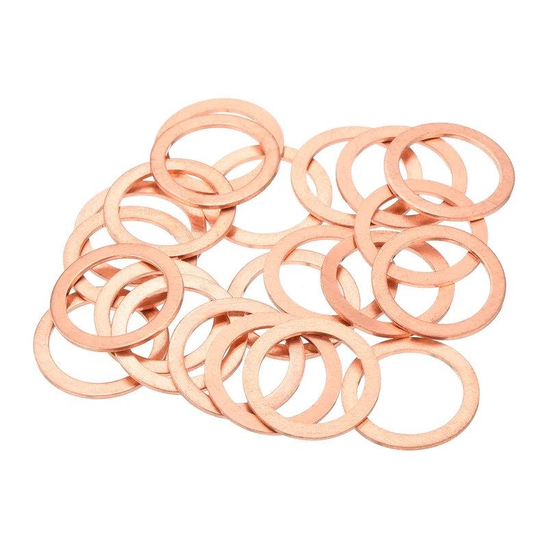 22 Pcs Flat Copper Washers 15x20x1mm Copper Flat Sealing Ring Washers