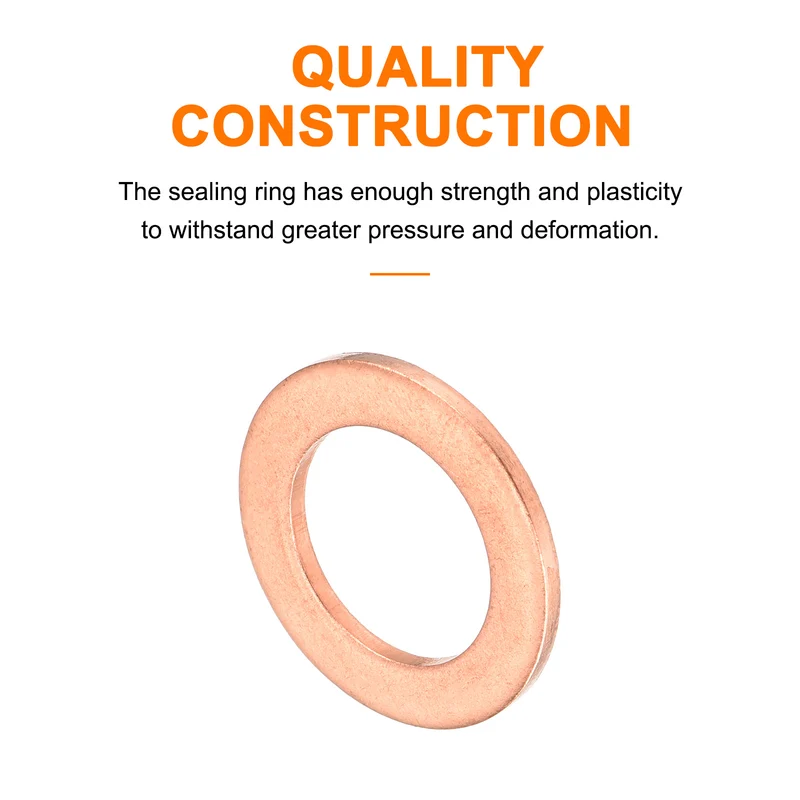 22 Pcs Flat Copper Washers 14x22x1.5mm Copper Flat Sealing Ring Washers
