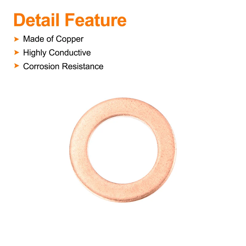 22 Pcs Flat Copper Washers 14x22x1.5mm Copper Flat Sealing Ring Washers