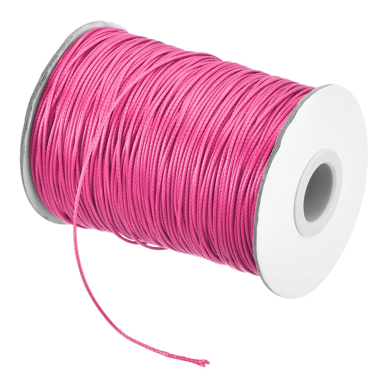 Dark Pink 1mm Waxed Cord 175 Yard Wax Bead Thread String for Jewelry Making