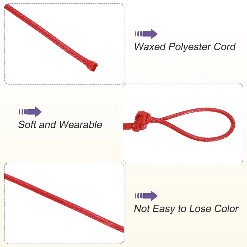 Red 2mm Waxed Cord 11 Yard Wax Bead Thread String for Jewelry Make