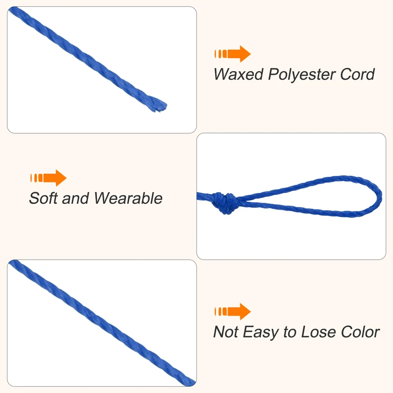Waxed Cord 0.45mm Waxed Thread 87 Yard Wax String Leather Cord (Sky Blue)